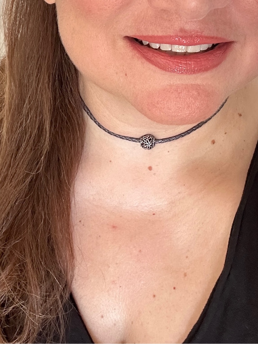 Pandora Gray Braided Choker with Silver Filigree Bead - Picture 4 of 4
